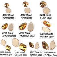 PUBRILEX Multi-shapes Single Color Sew On Rhinestones Glitter Sewing Rhinestones Flatback Diamond for Needlework Garment Dress