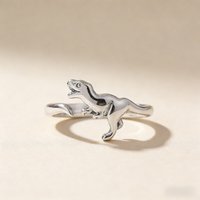 925 Silver Plated Jurassic Dinosaur Ring with Adjustable Cute Animal Theme, Suitable for Couples' Daily Wear, Party Jewelry Gift
