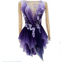 Figure skating performance dress purple Kosten training competition skating dress