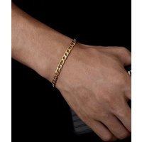 Men's Stainless Steel Figaro Chain Bracelet 18K Gold Plated Jewelry Classic Bracelets