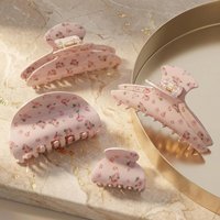 New Pink Floral Print Acetate Women Girl Hair Clip Headwear Large Small Sweat Flower Barrette Grip Hair Styling Accessories Gift