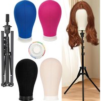 22'' Canvas Wig Head with 61'' Adjustable Tripod Stand, Mannequin Head Set for Wigs Making Display, for Beginners and Profession