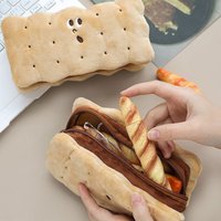 Sandwich Biscuits Plush Pencil Case Simple Large Capacity Pencil Bag Cute Stationery Box