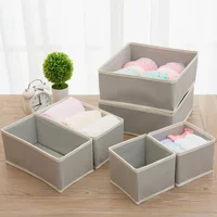 6Pcs/1Set Underwear Storage Box Foldable Non-woven Storage Box Underwear Bra Socks Drawer Storage Finishing Box Organizer Box