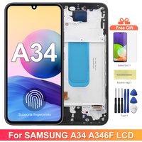 Super AMOLED Screen for Samsung Galaxy A34 A346B A346B/DS Lcd Dispaly Digital Touch Screen with Frame for Samsung A34 Assembly