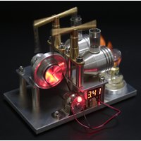 Stirling Engine Generator Model Balance Double Cylinder with Voltmeter Metal Model Scientific Physics Experiment Equipment