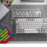 PBTfans Modern Japanese Desko Keycaps Custom PBT Cherry Profile Keycap Cute Sublimation Grey Point Key Caps for Gamers Design