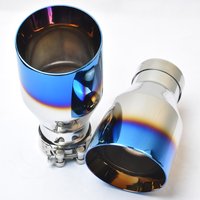 1 PC Car Blue Burnt Stainless Steel Flange Exhaust End Pipe Slashed Bevel Edge Muffler Tip