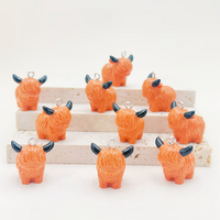 10pcs Per Pack 3D Highland Cow Charms, Resin Jewelry Pendants, Earrings, Bracelets, Keychain DIY Accessories