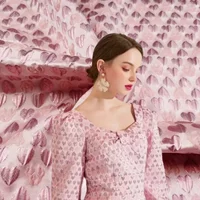 Gold Heart Yarn Yarn Jacquard Brocade Fabric for Princess Children's Performance Dress Diy Sewing Material By The Meter