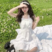Elegant Sweet Halter Camisole Dresses 2025 Summer New White Dress For Women Fashion All-match Slim Waist Vestidos De Mujer