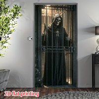 1 piece of Gothic Death Gate Cloth - 2D flat-printed skull and prison railings decoration, for indoor/outdoor use