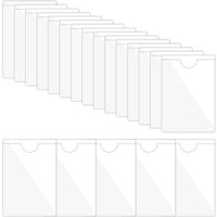 20/30Pcs Self Adhesive Index Card Pockets Clear Plastic Library Label Holder with Top Open Sticky Pocket Sleeves for Note Cards
