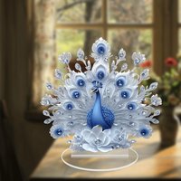 Peacock Decor For Office Desktop Decor Housewarming Gift Ornament, Decor Peacock Figure