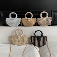 Rhinestone Evening Sparkly Crystal Handbag for Women Party Wedding Braided Round Clutch Bag Fashion Gold Chain Crossbody Purse
