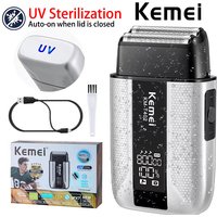 Kemei KM-T402 High Speed 10000 RPM Shaver for Men IPX7 Waterproof Electric Razor with LED Display Double Beard Trimmer Machine