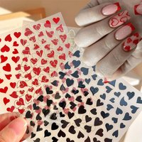 1Pcs 3D Hollow Love-Heart Nail Art Stickers Kawaii Pink/Red Heart Self-Adhesive Nail Sliders Wedding Dating Manicure Decor Decal