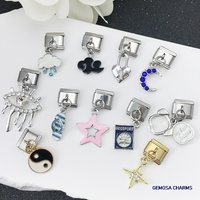 GEMOSA Charm Pendant Skateboarding Clouds Rainbow Angel Tears Italian Link Fit 9mm Bracelet Making DIY Stainless Steel Jewelry
