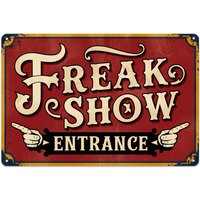 Vintage Freak Show Circus Metal Sign Print Aesthetic Room Decoration for Home Bedroom Kitchen Bar Garage Cafe Dorm Bathroom Wall