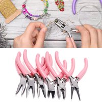 Mini Pliers for Jewelry Making - Diagonal round Bent Needle Nose Handcraft Beading Insulated Cutter Tool