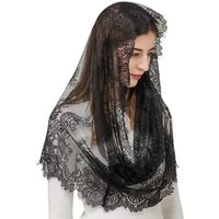 Black Lace Mantilla Veil for Church Spanish Style Lace Head Scarf White Black Short Veil for Bride Accessories