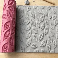 DIY Pottery Craft Rolling Pin Falling Leaves Pattern Clay Relief Texture Tool for Polymer Clay Ceramic Art Fondant