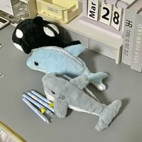 Kawaii Pencil Case Whale/Shark/Dolphin Doll Marine Animal Series Stationery Pouch Portable Stationery Storage Bag Gift