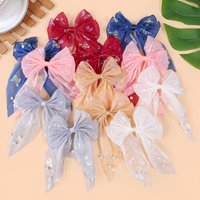 6/12pcs Lace Pearl Ribbon Bow Spring Hairpins Fashion Sweet Cute Soft Hair Clips For Girls Kids Women Daily Hair Accessories