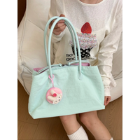 Waterproof Large Capacity Mint Green Tote Bag for Women Commuter Shoulder Bag Canvas Zipper Closure Soft Nylon Material