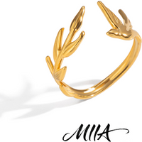 Miia Classic Peace Dove Open Rings For Women Men Minimalist 18K Gold Plated Stainless Steel Rings Simple Fashion Jewelry Gift