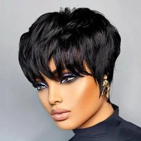 Short Pixie Cut Wigs for Women Black Human Hair Wigs With Bangs Remy Hair Layered Short Human Hair Pixie Cut Wigs Machine Made