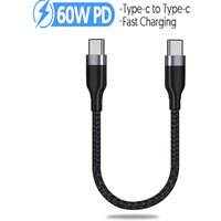 PD60W Type C to Type C Fast Charging Cable 0.25M Short USB C Data Cord for Power Bank Phone Tablet Laptop Portable Charge Cable