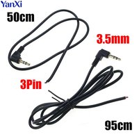 1/5pcs 3.5mm Stereo Male Plug Audio Extension Cable 3 Pole 3.5mm 90° Elbow Earphones Headset Audio Jack Aux DIY Connection Wire