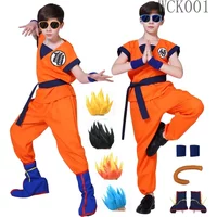 Halloween Erwachsene Kinder Son Goku Cosplay Kostüme Anzüge Krillin Outfits Anime Party Kind Kostüme Schwanz Handgelenk Super Saiyajin Perücke