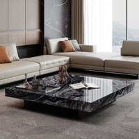 Living room furniture Italian design square coffee table light luxury marble coffee table stainless steel base coffee table