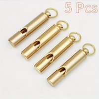 5pcs A Loud Emergency Survival Whistle Heavy-Duty Golden Construction with a Clear Ring Design, Suitable for Activities 1/5pcs