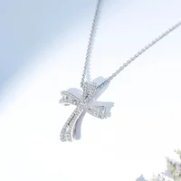 Huitan Brilliant Cubic Zirconia Cross Pendant Necklace for Women Trendy Wedding Party Jewelry Gorgeous Charms Neck Accessories