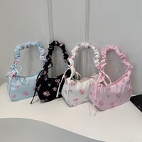 Large Capacity Shoulder Bag Fall Pleated Floral Armpit Bag 2024 New Design Sweet Drawstring Commuter Bag