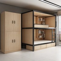 Upper and Lower Bunk Beds School Dormitory Apartment Bed Youth Hostel Space Capsule All-inclusive Bed Steel Wood Combined Mother