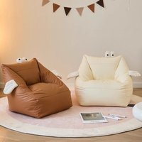 Kids Bean Bag Sofa Cute Playroom Reading Chair Baby Toddler Recliner Seat Soft Washable Removable Cover Brown White Orange
