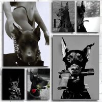 Hypebeast Modern Black White Doberman Gun Luxury Fashion Poster Art Print Anime Style Home Decor Ideal Gift Perfect Room Decor
