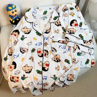 Crayon Shin-Chan Pajama 2 Piece Set For Men&Women Fall Long Sleeve Long Pants Comfortable Warm Soft Loungewear For Home&Dorm