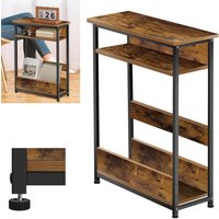 Small End Table for Small Spaces with Magazine Rack, Narrow Wooden Side End Table for Small Spaces,Living Room,Sofa,Home Office