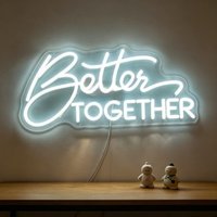 Better Together Neon Sign LED USB Rechargeable Night Light Wall Art Decor for Bedroom Living Room Wedding Anniversary Gift