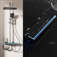 Grey Four Mode Shower System Intelligent Digital Bathroom Shower Faucet Set Temperature Display Rainlfall Bathroom Shower Set
