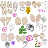 Gumpaste Flower Molds& Cutters,Fondant Flower Moulds, Silicone Veiner Molds,Sugar Flower for Fondant Chocolate Soap Polymer Clay
