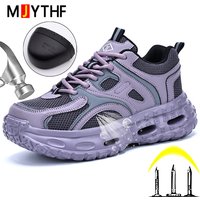 Fashion women's safety shoes Anti-smash Anti puncture Work Sneakers Steel toe shoes Breathable Lightweight Protection Shoes 2026
