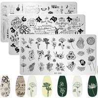 Leaves Flower Nail Art Stamping Plates Triangle Drawing Template Geometric Stripe Line 3D Image Stencil Mold Printing Tools