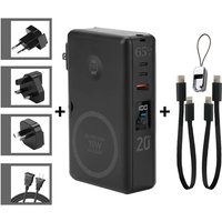 65W GaN USB C Charger Power Bank 20000mAh Qi2 Magnetic Wireless Fast Charger for iPhone 16 iWatch Laptop Powerbank with AC Plug