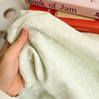 Light Green Floral Polyester Cotton Fabric Soft Breathable for Dress Tablecloth Pillowcase Curtain DIY Sewing Accessories